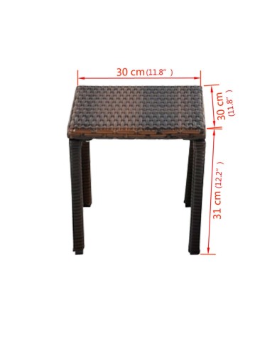 Chaises longues avec table Résine tressée Marron