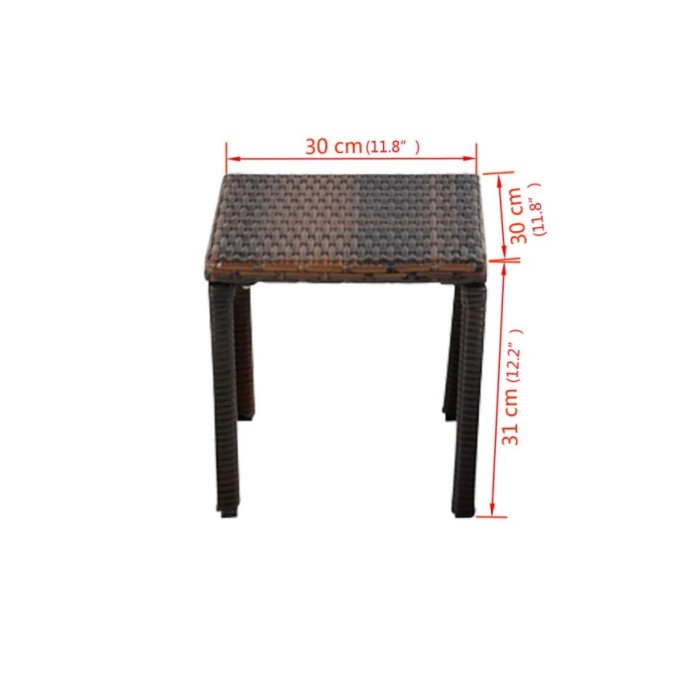 Chaises longues avec table Résine tressée Marron