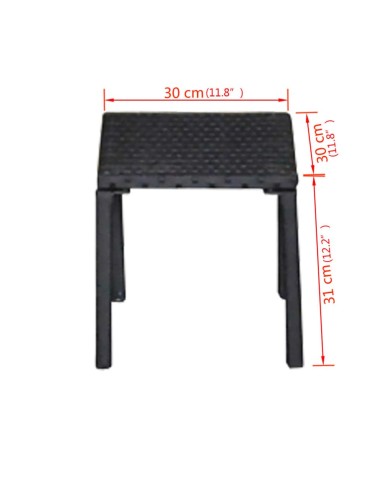 Chaises longues avec table Résine tressée Noir