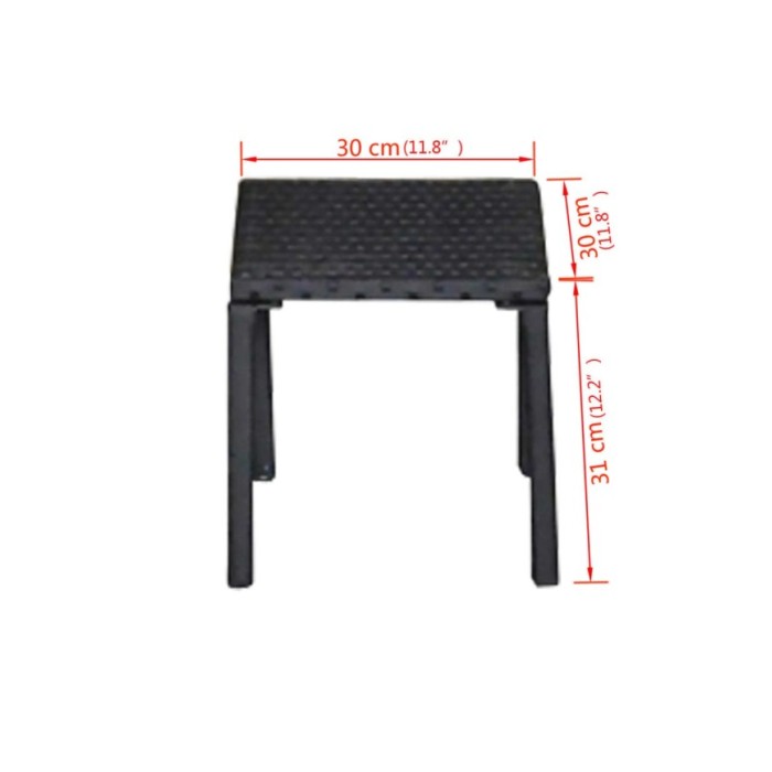 Chaises longues avec table Résine tressée Noir