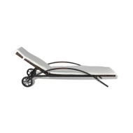 Chaise longue avec coussin et roues Résine tressée Marron