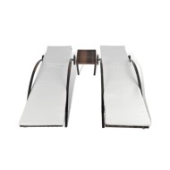 Chaises longues avec table Résine tressée Marron