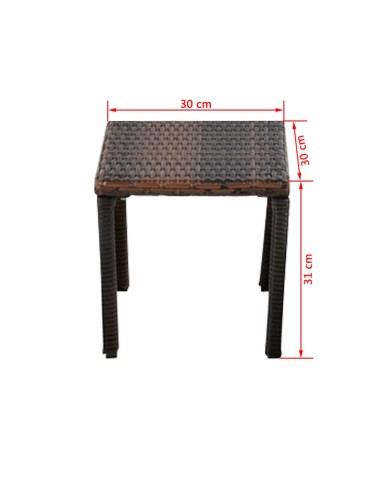 Chaises longues avec table Résine tressée Marron