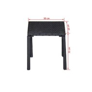 Chaises longues avec table Résine tressée Noir