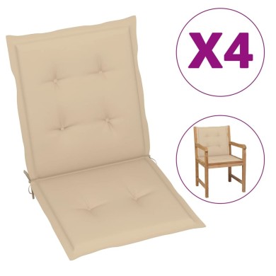 Coussins de chaise de jardin 4 pcs Beige 100 x 50 x 3 cm