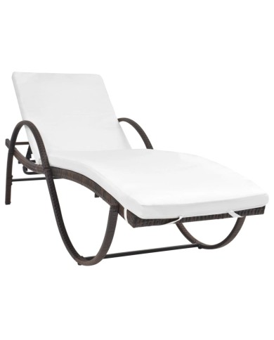 Chaise longue avec coussin Résine tressée Marron
