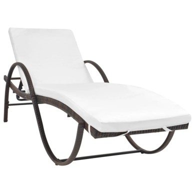 Chaise longue avec coussin Résine tressée Marron