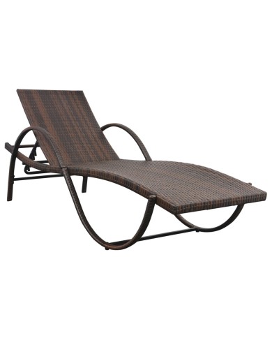 Chaise longue avec coussin Résine tressée Marron