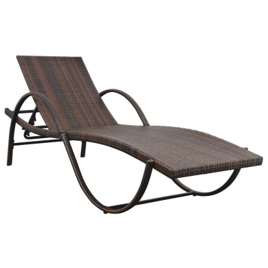 Chaise longue avec coussin Résine tressée Marron