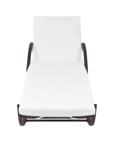 Chaise longue avec coussin Résine tressée Marron
