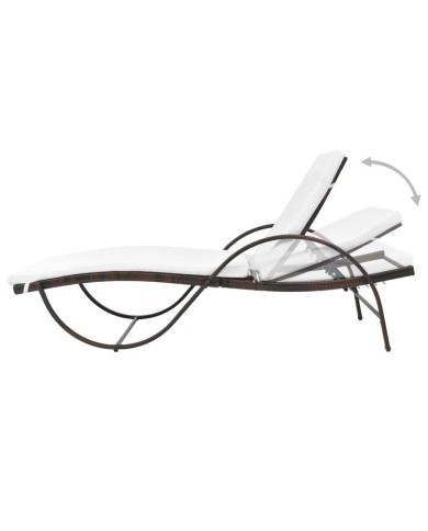 Chaise longue avec coussin Résine tressée Marron