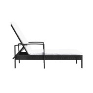 Chaise longue avec coussin Résine tressée Noir
