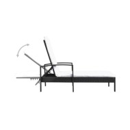 Chaise longue avec coussin Résine tressée Noir