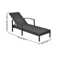 Chaise longue avec coussin Résine tressée Noir