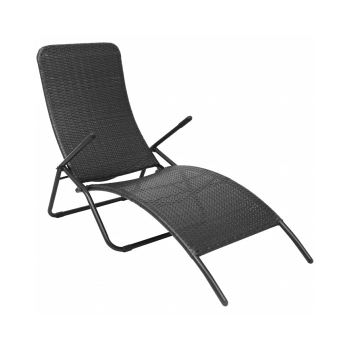 Chaise longue pliante Rotin synthétique Noir