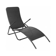 Chaise longue pliante Rotin synthétique Noir