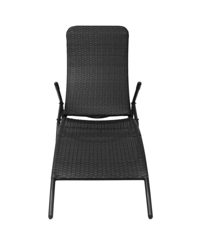 Chaise longue pliante Rotin synthétique Noir