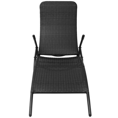 Chaise longue pliante Rotin synthétique Noir