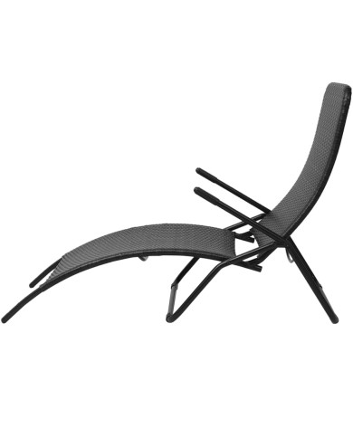 Chaise longue pliante Rotin synthétique Noir