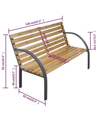 Banc de jardin 120 cm Bois et fer