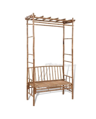 Banc de jardin avec pergola 130 cm Bambou