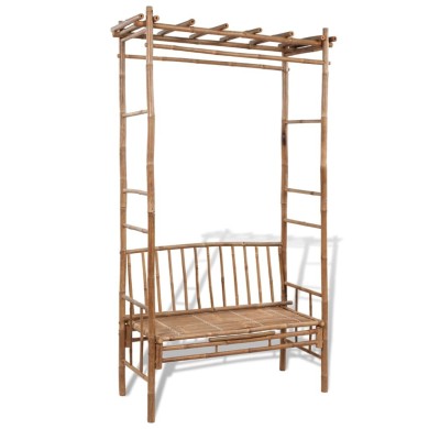 Banc de jardin avec pergola 130 cm Bambou