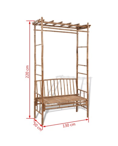 Banc de jardin avec pergola 130 cm Bambou