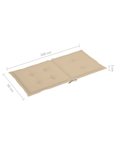 Coussins de chaise de jardin 4 pcs Beige 100 x 50 x 3 cm