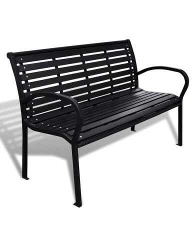 Banc de jardin 125 cm Acier et WPC Noir   