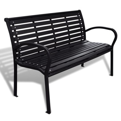 Banc de jardin 125 cm Acier et WPC Noir   