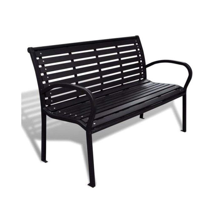 Banc de jardin 125 cm Acier et WPC Noir   