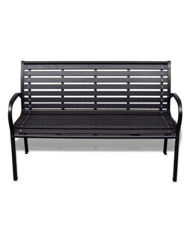 Banc de jardin 125 cm Acier et WPC Noir   