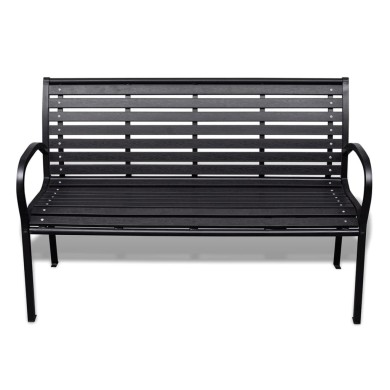 Banc de jardin 125 cm Acier et WPC Noir   