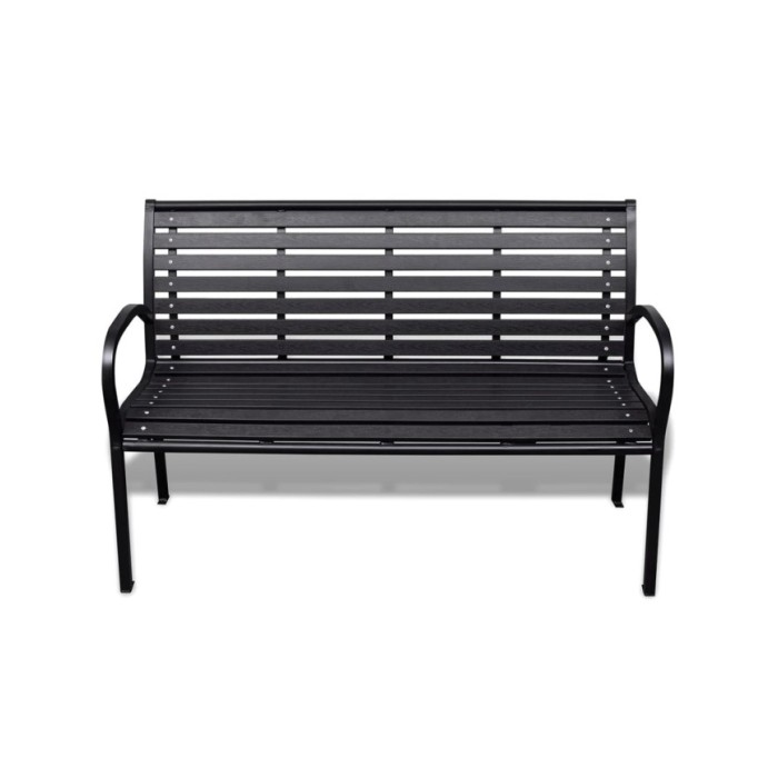 Banc de jardin 125 cm Acier et WPC Noir   