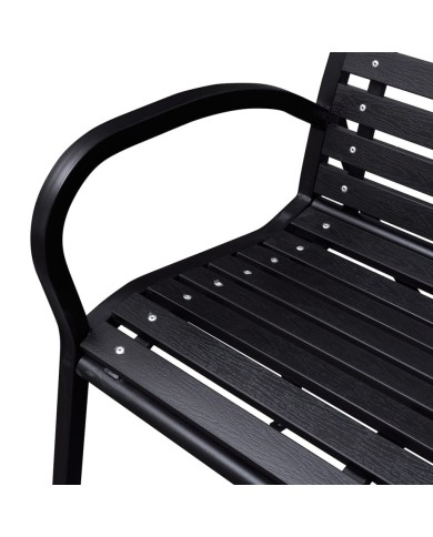 Banc de jardin 125 cm Acier et WPC Noir   
