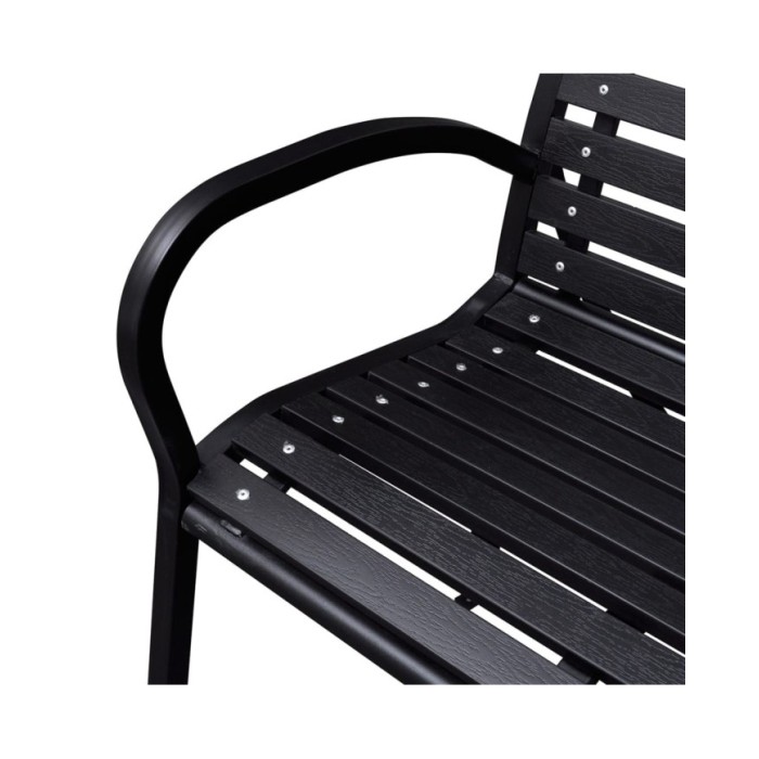 Banc de jardin 125 cm Acier et WPC Noir   