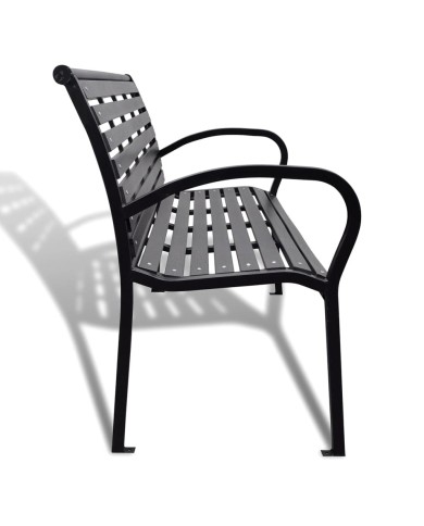 Banc de jardin 125 cm Acier et WPC Noir   