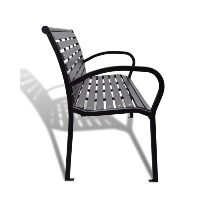 Banc de jardin 125 cm Acier et WPC Noir   