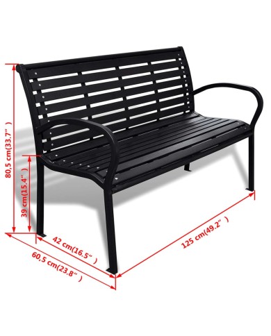 Banc de jardin 125 cm Acier et WPC Noir   