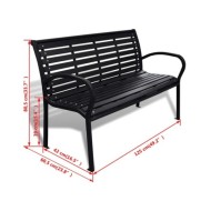 Banc de jardin 125 cm Acier et WPC Noir   