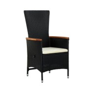 Chaises d'extérieur 2 pcs avec coussins Résine tressée Noir