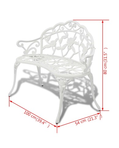 Banc de jardin 100 cm Aluminium coulé Blanc