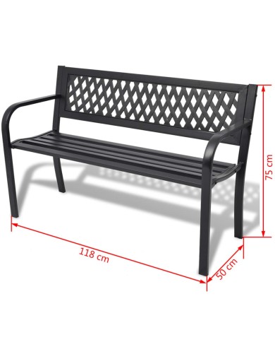 Banc de jardin 118 cm Acier Noir