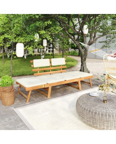 Banc de jardin avec coussins 2-en-1 190 cm Bois solide d'acacia