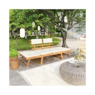 Banc de jardin avec coussins 2-en-1 190 cm Bois solide d'acacia
