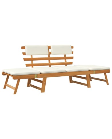 Banc de jardin avec coussins 2-en-1 190 cm Bois solide d'acacia