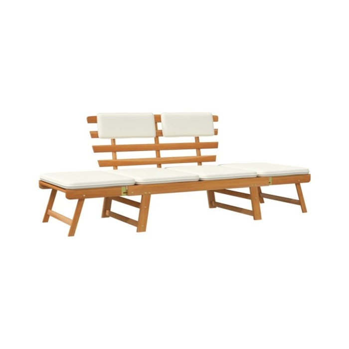 Banc de jardin avec coussins 2-en-1 190 cm Bois solide d'acacia