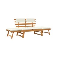 Banc de jardin avec coussins 2-en-1 190 cm Bois solide d'acacia