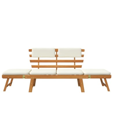 Banc de jardin avec coussins 2-en-1 190 cm Bois solide d'acacia