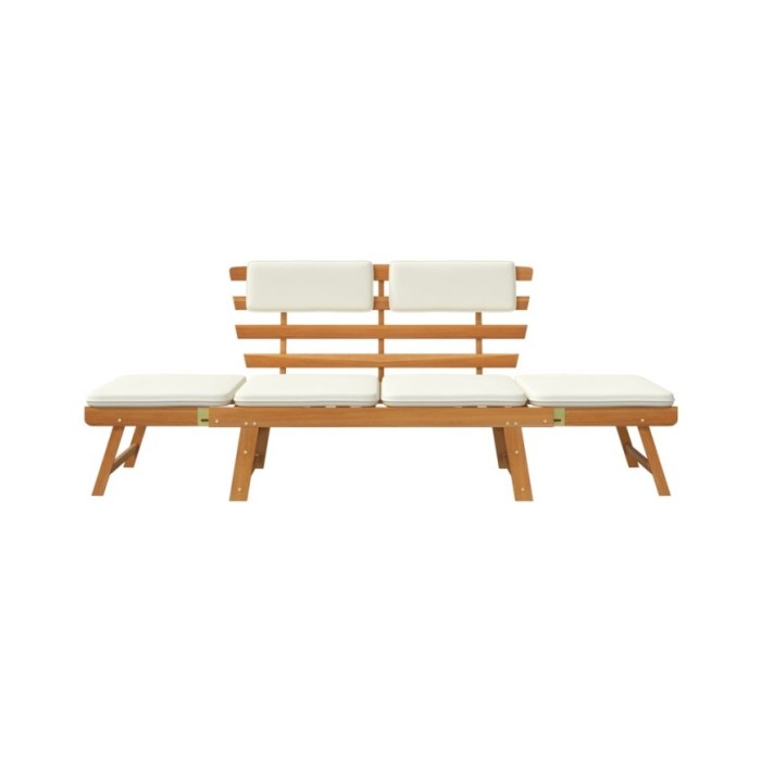 Banc de jardin avec coussins 2-en-1 190 cm Bois solide d'acacia